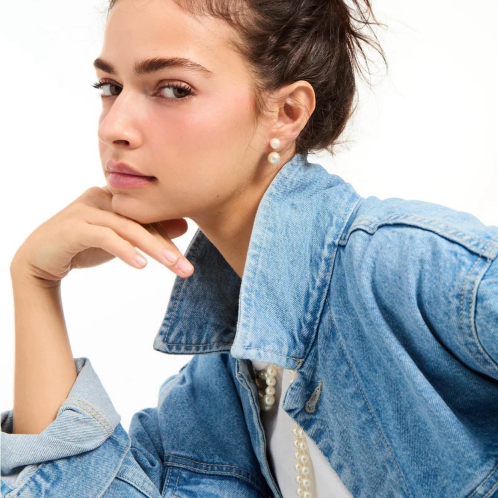 Roxanne Assoulin White Pearl Double-Stud Earrings